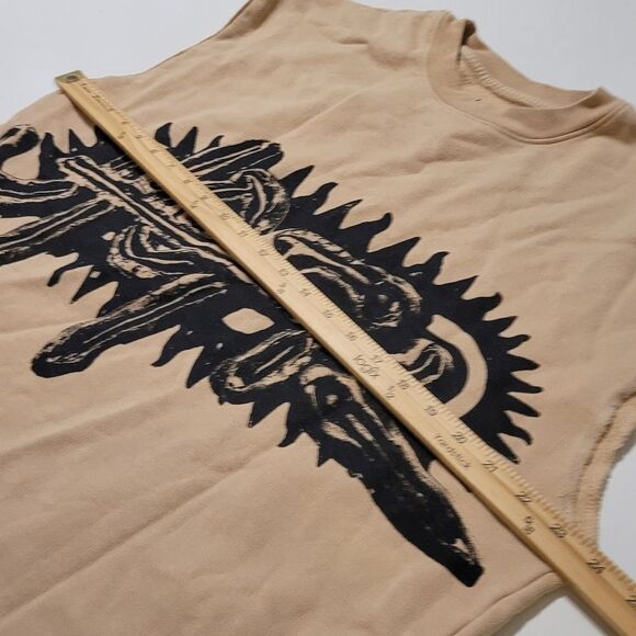 NEW TRAVIS SCOTT UTOPIA MUSCLE SWEATSHIRT TAN BLACK SHIRT L LARGE NWOT NO TAGS - Picture 4 of 7